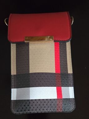 Women's Red Top-Flip Plaid Crossbody Bag